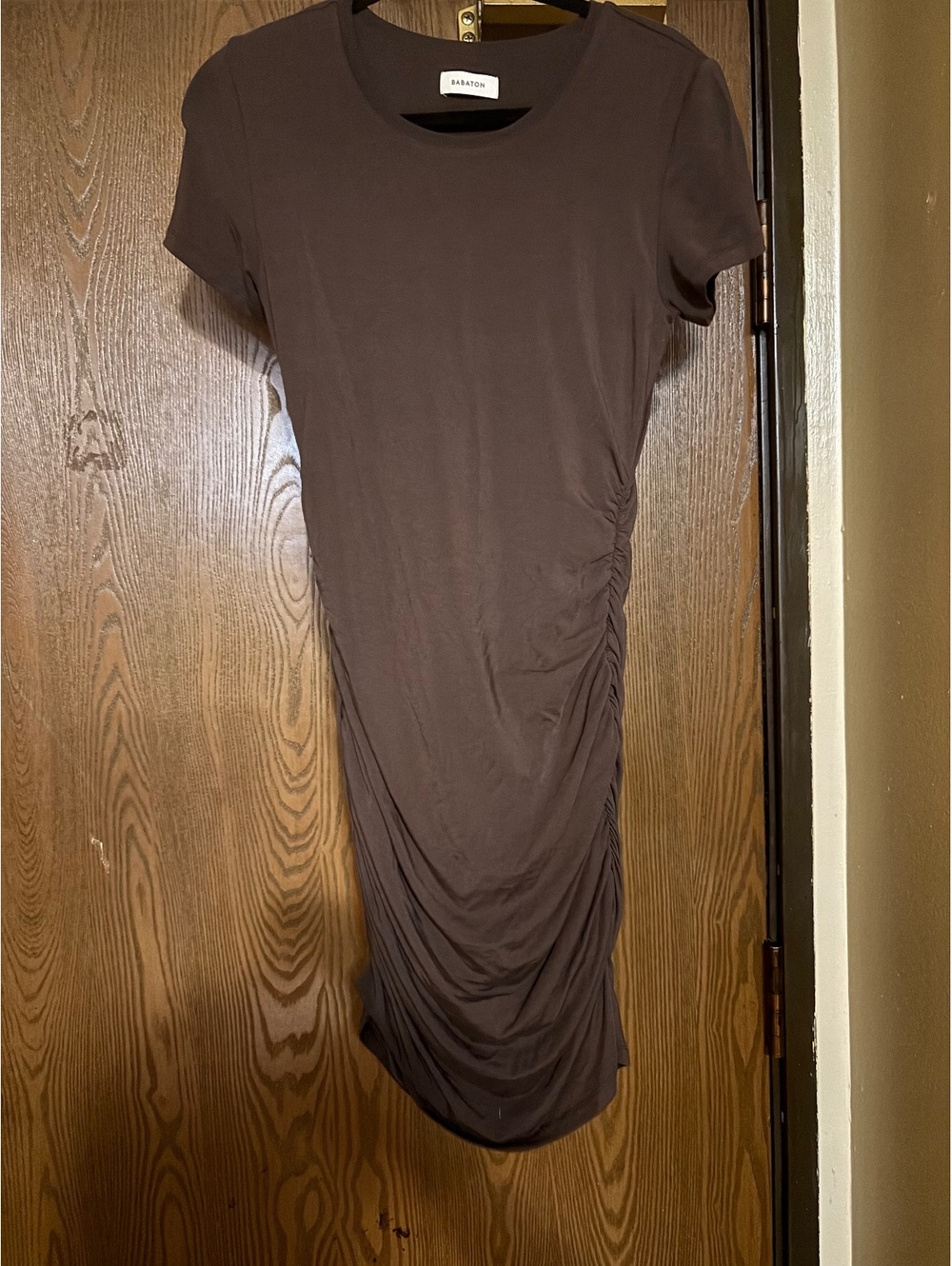 Aritzia Babaton Brown Fall Rouched Bodycon Midi Dress